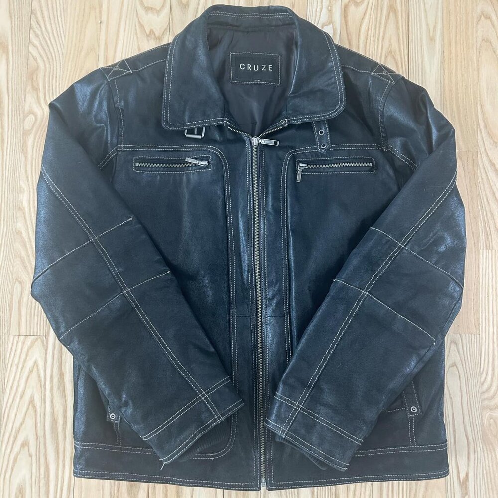 Cruze Black Leather Jacket - L
